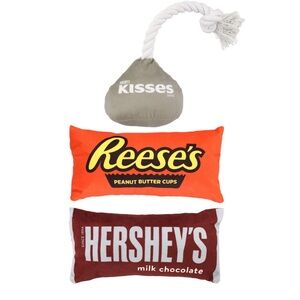Chocolate Theme Dog Toys Set of (3) Hershey, Kisses, Reese’s NWT